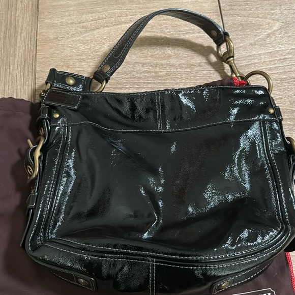 Coach black patent bag like new - Picture 4 of 13